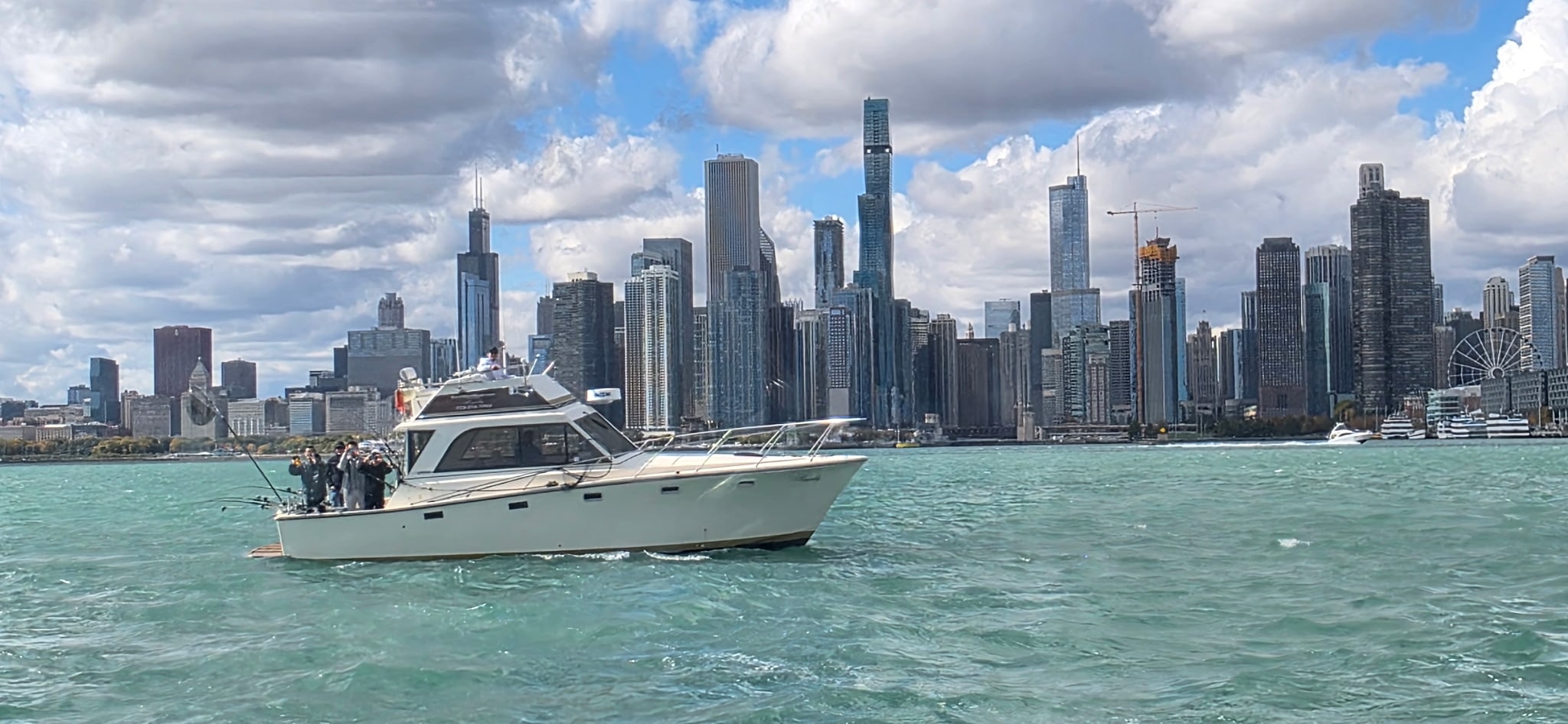 Charter boat ROYALTY — private 39-foot sport fishing yacht at Montrose Harbor Chicago